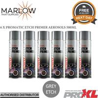 6 X PROMATIC EP500 Grey Etch Primer Aerosol 500ml - Fast Drying, etching primer