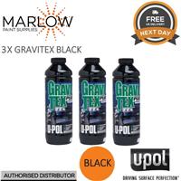 3 X U-POL Gravitex Plus 1L Stone Chip Coating - Black, Durable Underbody Shield