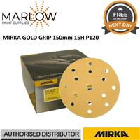 MIRKA GOLD GRIP 150MM 6'' 15 HOLE DA SANDING DISCS PACK OF 100 - P120