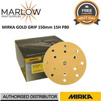 MIRKA GOLD GRIP 150MM 6'' 15 HOLE DA SANDING DISCS PACK OF 100 - P80