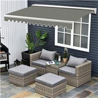 2.5x2m Half Cassette Manual Grey Garden Canopy Awning Retractable Shade Shelter