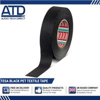 TESA Textile Tape Black Adhesive PET19mm x 20m Water Heat Resistant Roll 51025