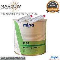 MIPA P51 GREEN 2K GLASS FIBRE PUTTY FILLER 2LTR - WITH BPO HARDENER