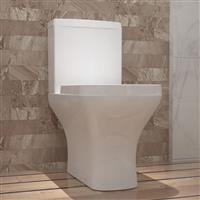 Bathroom Close Coupled Toilet Cistern& Pan Modern Square Soft Close Seat Ceramic