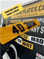 Pair LEGAL 4D 3mm Gloss Black Laser Cut Raised Reg Car Van License Number Plates