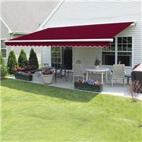 3x2.5m Retractable Manual Awning Outdoor Patio Garden Sun Shade Canopy Wine Red