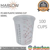 100 x STARCHEM PC600 PLASTIC PAINT MIXING CUPS 600ml - Graduated With Ratios