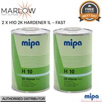 2 X MIPA H10 2K ACRYLIC HARDENER 1LTR - FAST - CAR PAINT FILLER PRIMER ACTIVATOR