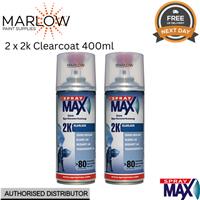 2 x SPRAYMAX 680061 2K GLOSS CLEARCOAT AEROSOL 400ML - FUEL RESISTANT