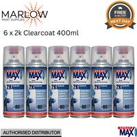 6 x SPRAYMAX 680061 2K GLOSS CLEARCOAT AEROSOL 400ML - FUEL RESISTANT