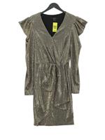 Karen Millen Women's Midi Dress UK 6 Gold Nylon