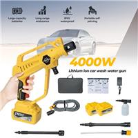 2 Battery Cordless Pressure Washer 4000W Brushless Motor Power Washer 3 Gear