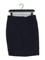 Ralph Lauren Women's Midi Skirt UK 10 Blue Wool with Other Straight & Pencil