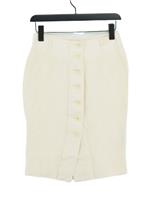 Massimo Dutti Women's Midi Skirt W 26 in Cream Linen