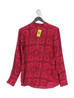 Equipment Women's Blouse XS Red 100% Silk Long Sleeve Collared Basic