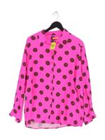 Kitri Women's Shirt UK 14 Pink Floral 100% Viscose Long Sleeve Collared Basic