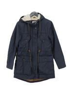 White Stuff Women's Coat UK 8 Blue Cotton with Polyester Windbreaker