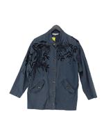 White Stuff Women's Jacket UK 10 Blue Floral Cotton with Viscose Windbreaker