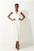 Karen Millen Wrap Maxi Dress UK6 in Cream RRP &pound;299