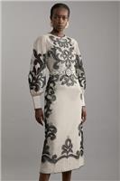 Karen Millen A-Line Midi Dress UK8 in Cream RRP &pound;399