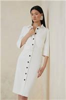 Karen Millen Bodycon Midi Dress UK12 in Cream RRP &pound;219