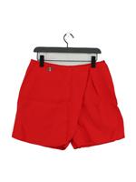 Karen Millen Women's Midi Skirt UK 12 Red Viscose with Linen, Polyester Skort