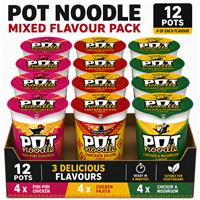 Pot Noodle Mixed Pack 12x90g Chicken & Mushroom Fajita Piri Piri Chicken