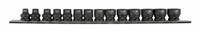 Stubby Short Impact Socket Set 3/8 Drive 6mm - 19mm on 3/8 Drive + Storage Rail