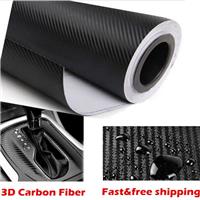 Car 3D Carbon Fibre Vinyl Wrap (Air/Bubble Free) Black 2m x600mm Sheet Sticker