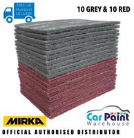 Mirka Mirlon Abrasive Scotch Scuff Finishing Pad 10 x Red VF & 10 x Grey UF 20pk