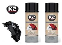2 x K2 BRAKE CALIPER PAINT BLACK HIGH GLOSS 260C Resistant Spray Lacquer 400 mL