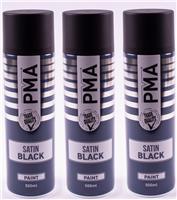 3 x PMA SATIN BLACK PAINT SPRAY AEROSOL 500ml HIGH COVERAGE SATIN BLACK