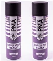 2x PMA Professional Black Bumper and Trim 500ml Spray Paint High Coverage