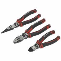 Sealey Premier 3pc High Leverage Pliers Set Side Cutters Long Nose Combi Plier