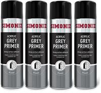 4x Simoniz Large Grey Primer Acrylic Aerosol Auto Car Spray Paint 500ml SIMP11D