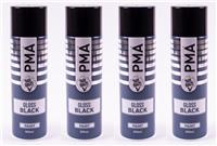 4x PMA Professional Gloss Black 500ml Spray Paint High Coverage