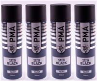 4 x PMA SATIN BLACK PAINT SPRAY AEROSOL 500ml HIGH COVERAGE SATIN BLACK