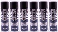6 x PMA SATIN BLACK PAINT SPRAY AEROSOL 500ml HIGH COVERAGE SATIN BLACK