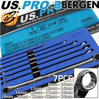 US PRO 7pc Aviation Double Ended Ring Extra Long Spanner Set 8 - 24mm 3222 XLong