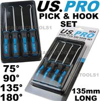 US PRO 4pc Short Mini Pick & Hook Set 5034 75 90 135 180 Picks Hooks 135mm L