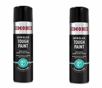2 x Simoniz Large Tough Satin Black Aerosol Car Auto Spray Paint 500ml SIMVHT51D