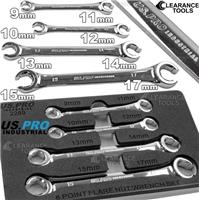 US PRO INDUSTRIAL Flare Nut Spanner Set Brake Fuel Pipe Wrench 9mm-15mm 2289 4pc