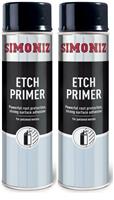 2x Simoniz Etch Primer Car Spray Polished Metal Paint Rust Protection 500ml