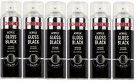 6x Simoniz Large Gloss Black Acrylic Aerosol Auto Car Spray Paint 500ml SIMP15D