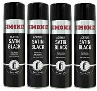 4x Simoniz Large Satin Black Acrylic Aerosol Car Spray Paint 500ml SIMP16D