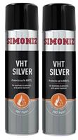 2x SIMONIZ VHT SILVER PAINT VERY HIGH TEMPERATURE CAR SPRAY AEROSOL 500ML