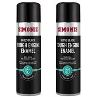 2x Simoniz Gloss Black Tough Car Spray Protection Paint Aerosol Enamel 500ml