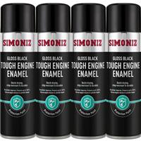 4x Simoniz Gloss Black Enamel Tough Car Spray Protection Paint Aerosol 500ml