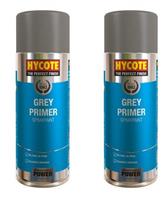 2 x HYCOTE GREY PRIMER SPRAY PAINT AEROSOL CAR MULTI-PURPOSE PREPARATION 400ML