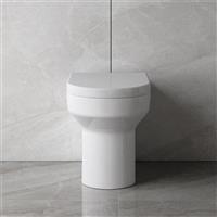 White BTW Back To Wall Ceramic WC Pan Modern Bathroom Toilet Soft Close Seat